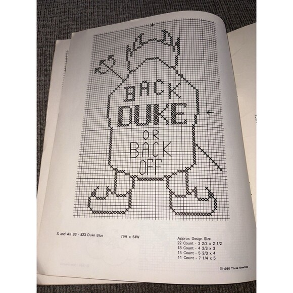 Duke Blue Devils University Cross Stitch Pattern Book Three Needles 1980 Gift - Picture 2 of 8